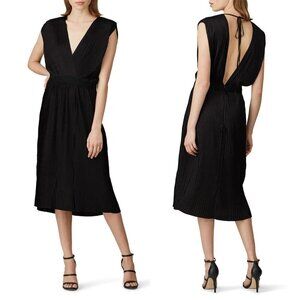 Tome Black Cross Front Pleated Midi Dress 26261